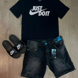 Camisa Nk + Bermuda Jogador + Slide Nike